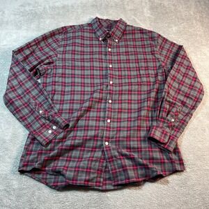 Van Heusen Shirt Men's Large Red Flex Plaid Button Down‎ Shirt Classic Fit Barn